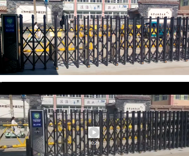 牛堡屯学校电动伸缩门安装效果—北京电动伸缩门安装厂家